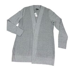 Talbots Silver Metallic Open Front Cardigan Sweater Size Medium
